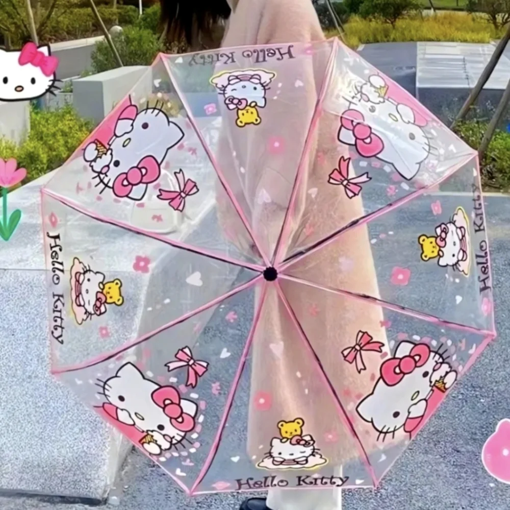🥳 FREE GIFT! Hello Kitty Clear and Pink Umbrella - Picture 1 of 1